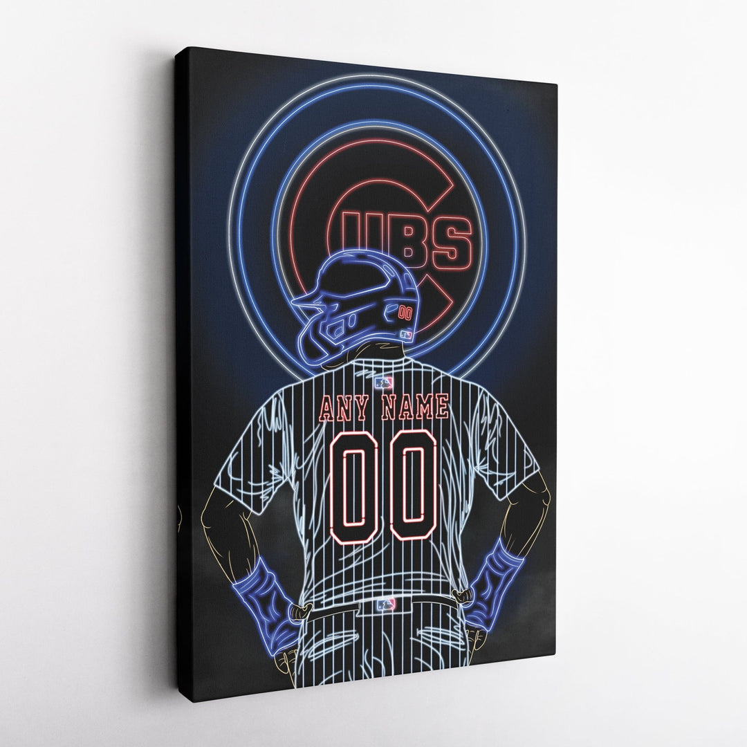 Chicago Cubs Personalized Jersey Canvas | Neon Wall Art - CanvasNeon