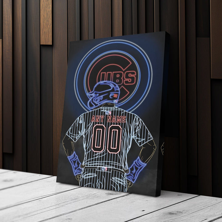 Chicago Cubs Personalized Jersey Canvas | Neon Wall Art - CanvasNeon