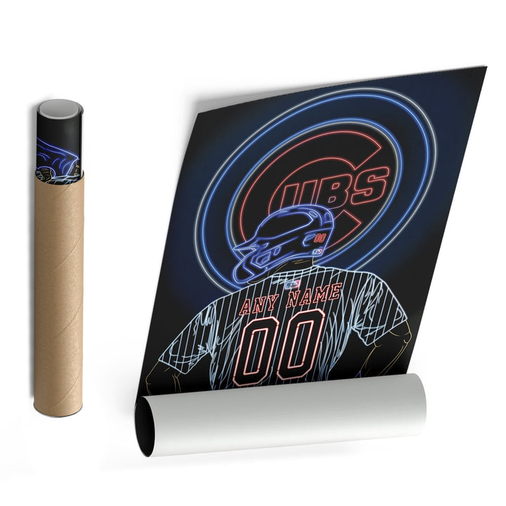 Chicago Cubs Personalized Jersey Canvas | Neon Wall Art - CanvasNeon