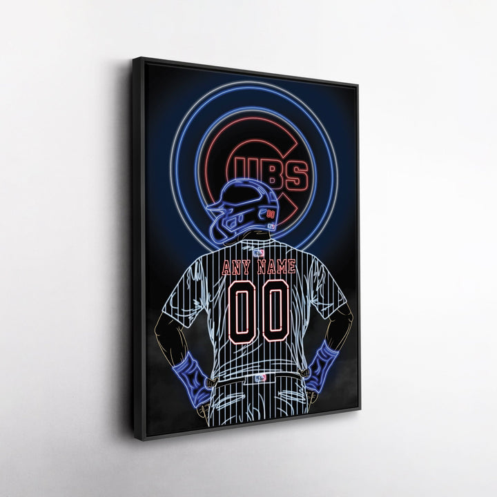 Chicago Cubs Personalized Jersey Canvas | Neon Wall Art - CanvasNeon