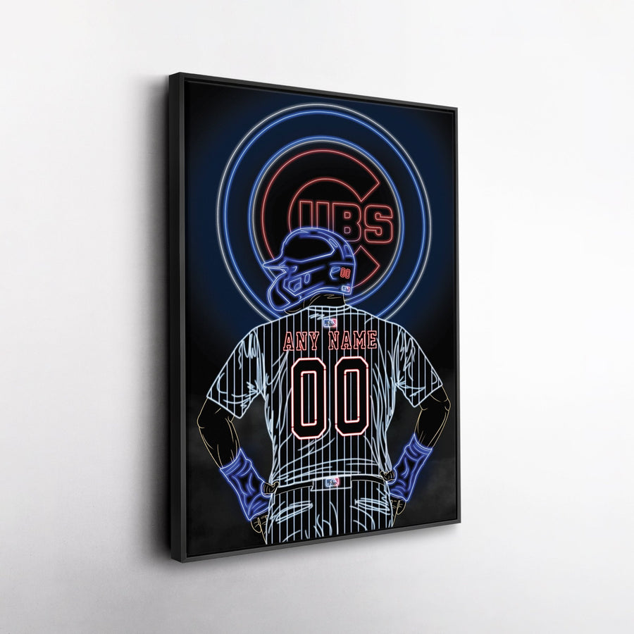 Chicago Cubs Personalized Jersey Canvas | Neon Wall Art - CanvasNeon