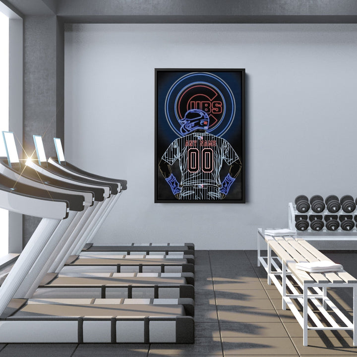 Chicago Cubs Personalized Jersey Canvas | Neon Wall Art - CanvasNeon