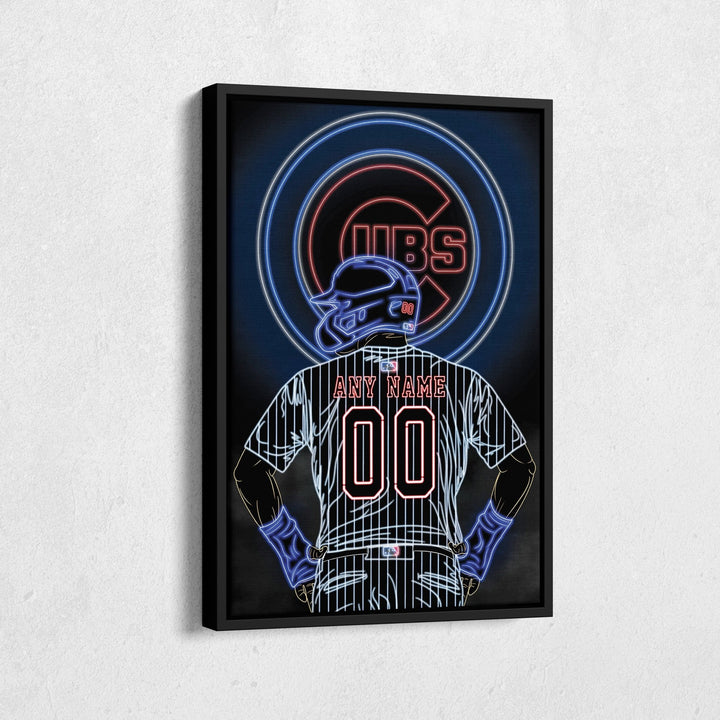 Chicago Cubs Personalized Jersey Canvas | Neon Wall Art - CanvasNeon