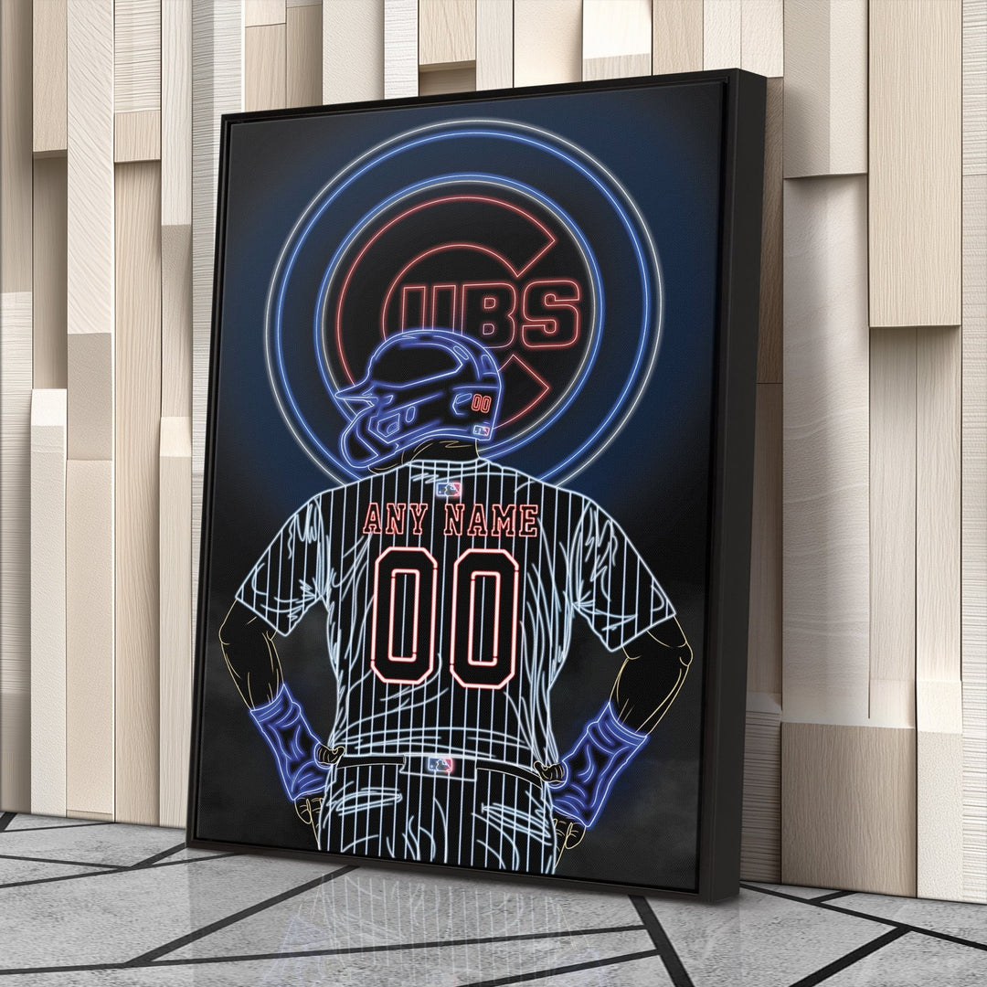 Chicago Cubs Personalized Jersey Canvas | Neon Wall Art - CanvasNeon