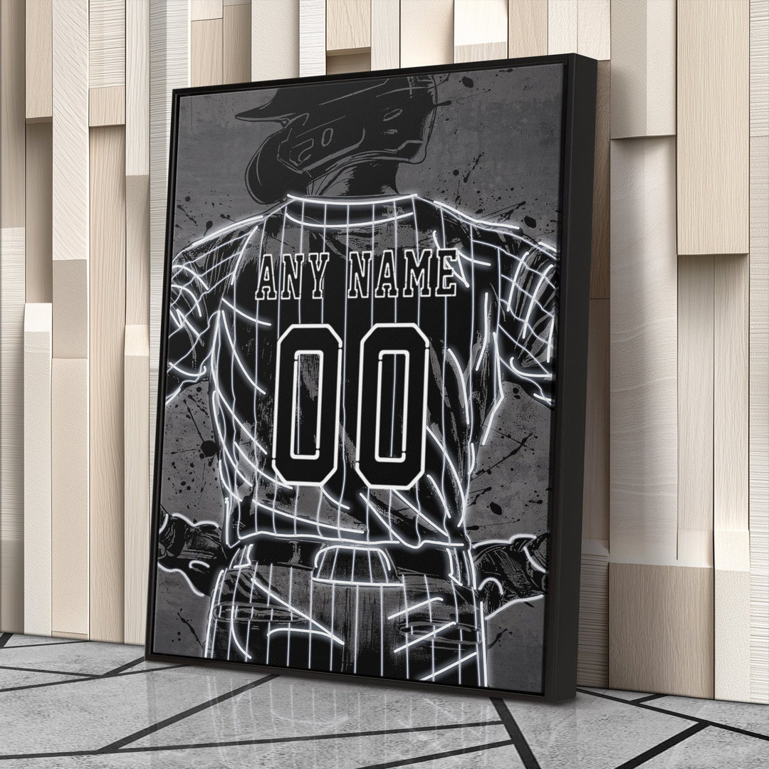 Chicago White Sox Custom Jersey Canvas | Neon Wall Art - CanvasNeon