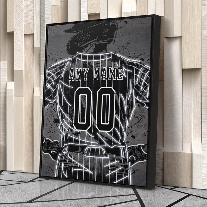 Chicago White Sox Custom Jersey Canvas | Neon Wall Art - CanvasNeon