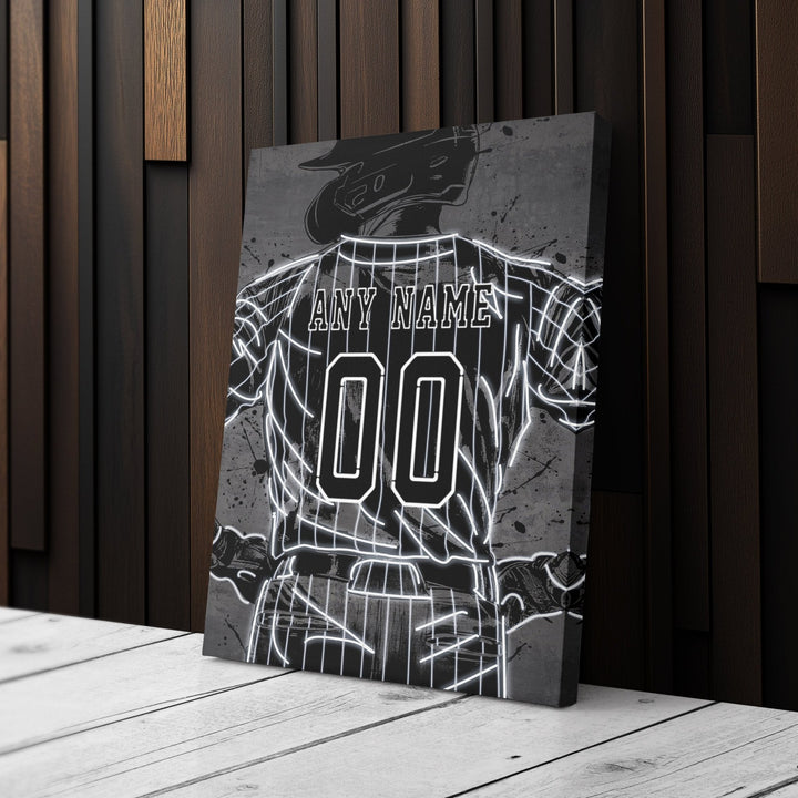 Chicago White Sox Custom Jersey Canvas | Neon Wall Art - CanvasNeon
