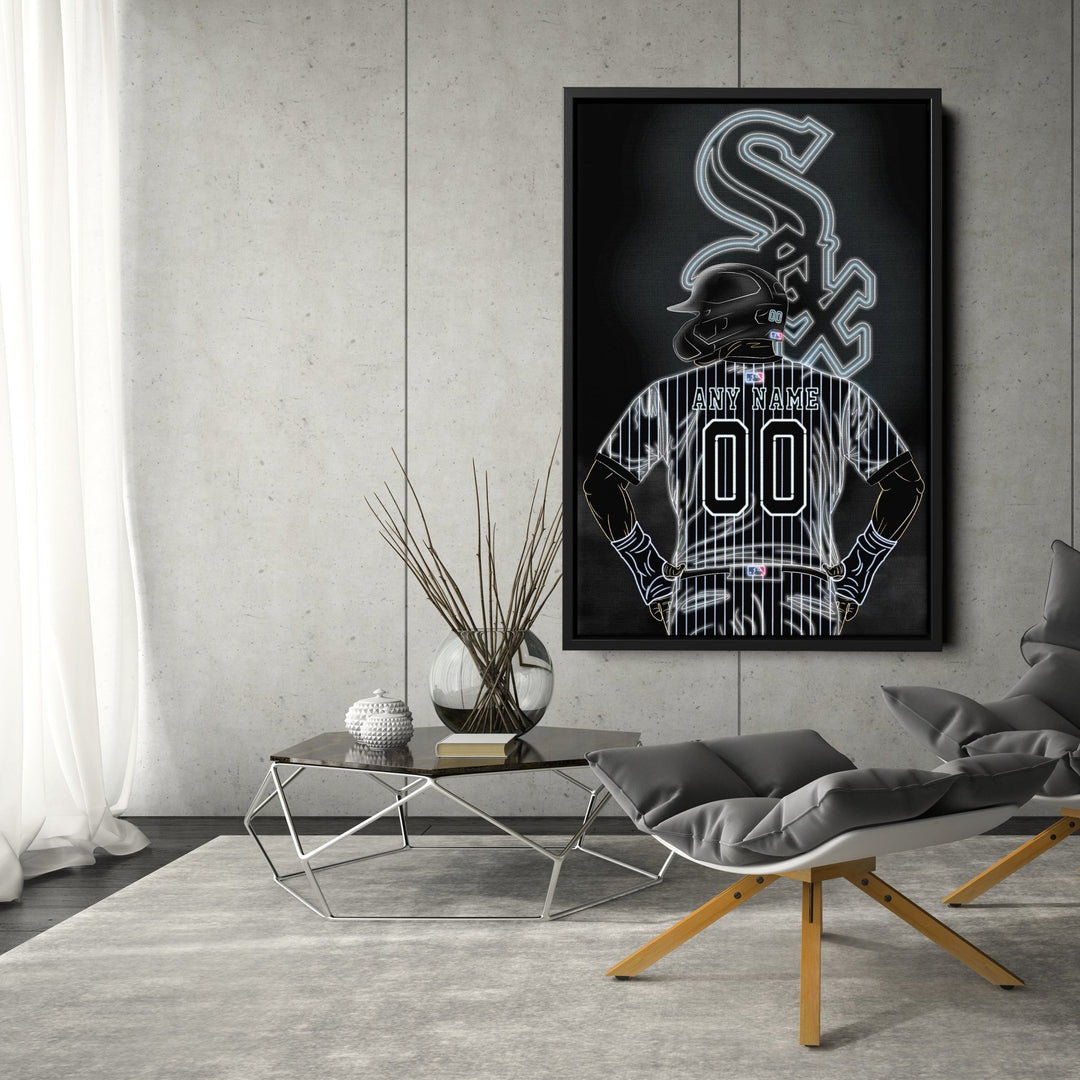 Chicago White Sox Personalized Jersey Canvas | Neon Wall Art - CanvasNeon