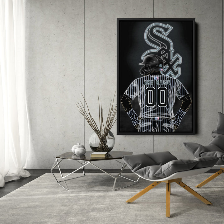 Chicago White Sox Personalized Jersey Canvas | Neon Wall Art - CanvasNeon