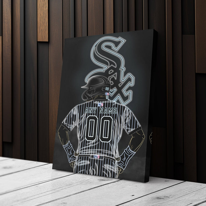 Chicago White Sox Personalized Jersey Canvas | Neon Wall Art - CanvasNeon