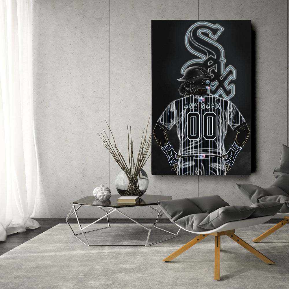 Chicago White Sox Personalized Jersey Canvas | Neon Wall Art - CanvasNeon