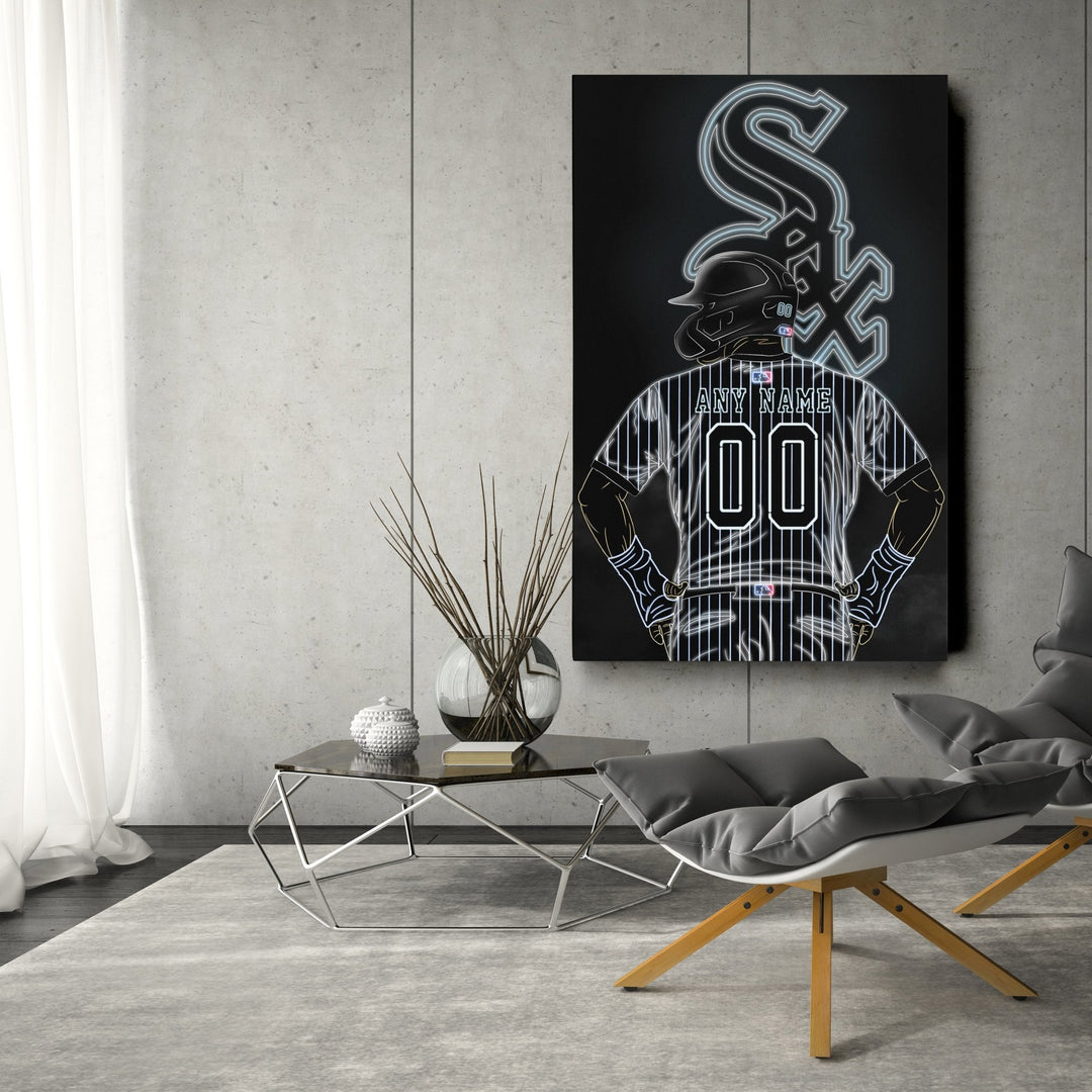 Chicago White Sox Personalized Jersey Canvas | Neon Wall Art - CanvasNeon