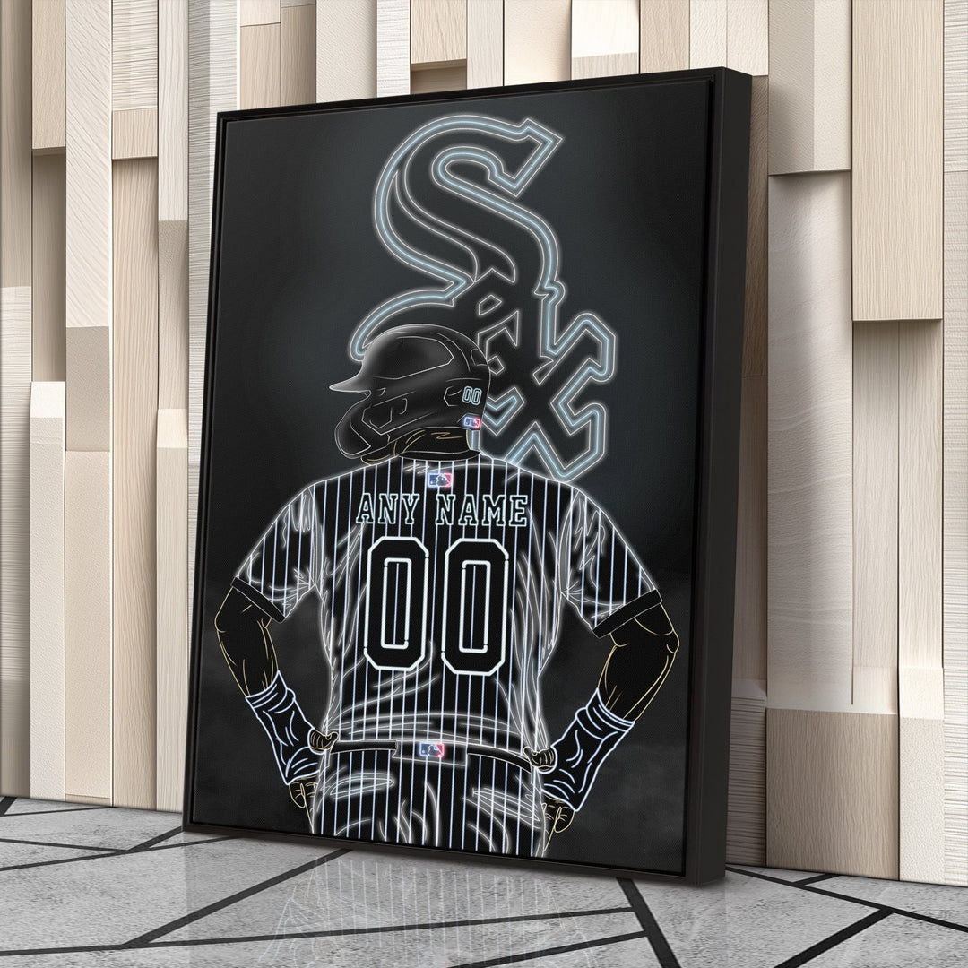 Chicago White Sox Personalized Jersey Canvas | Neon Wall Art - CanvasNeon
