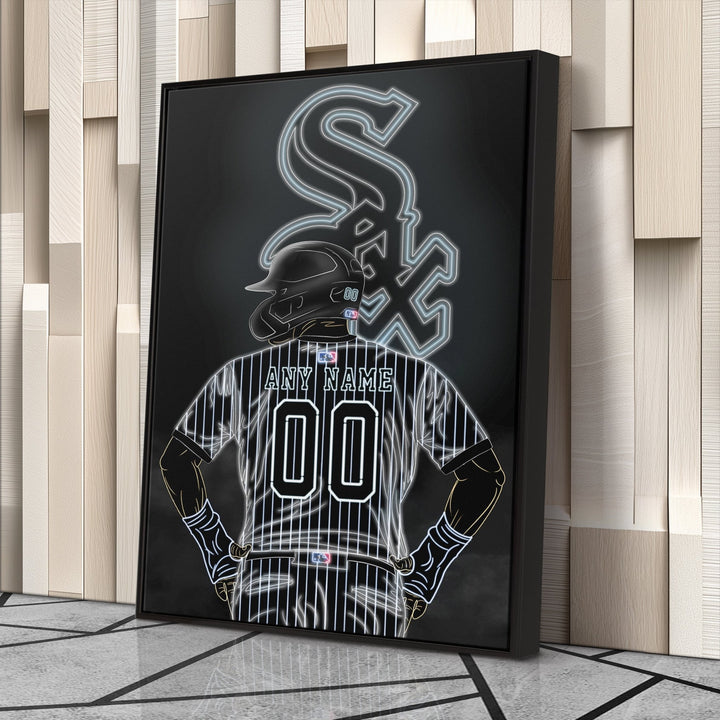 Chicago White Sox Personalized Jersey Canvas | Neon Wall Art - CanvasNeon