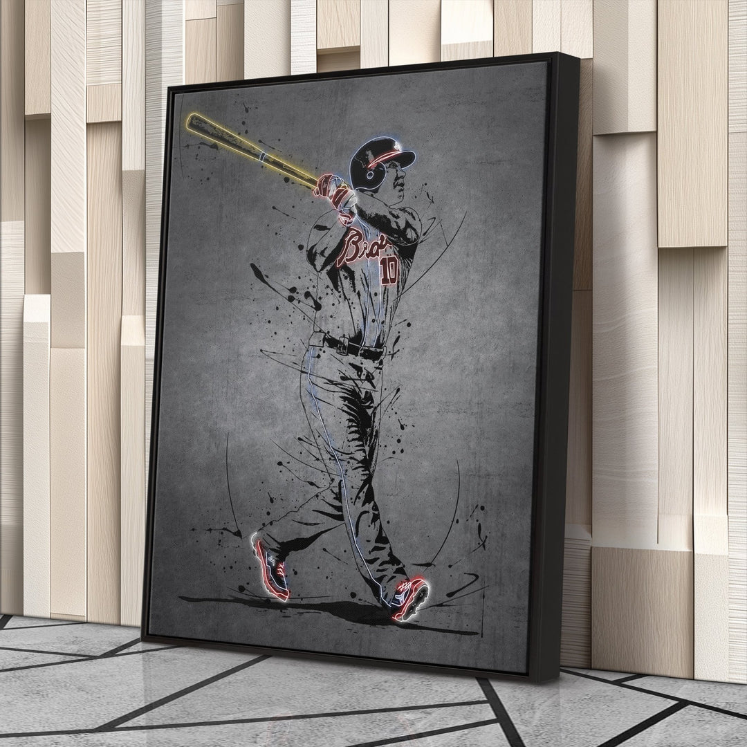 Chipper Jones Neon Canvas Art | Modern Wall Decor for Braves Fans - CanvasNeon