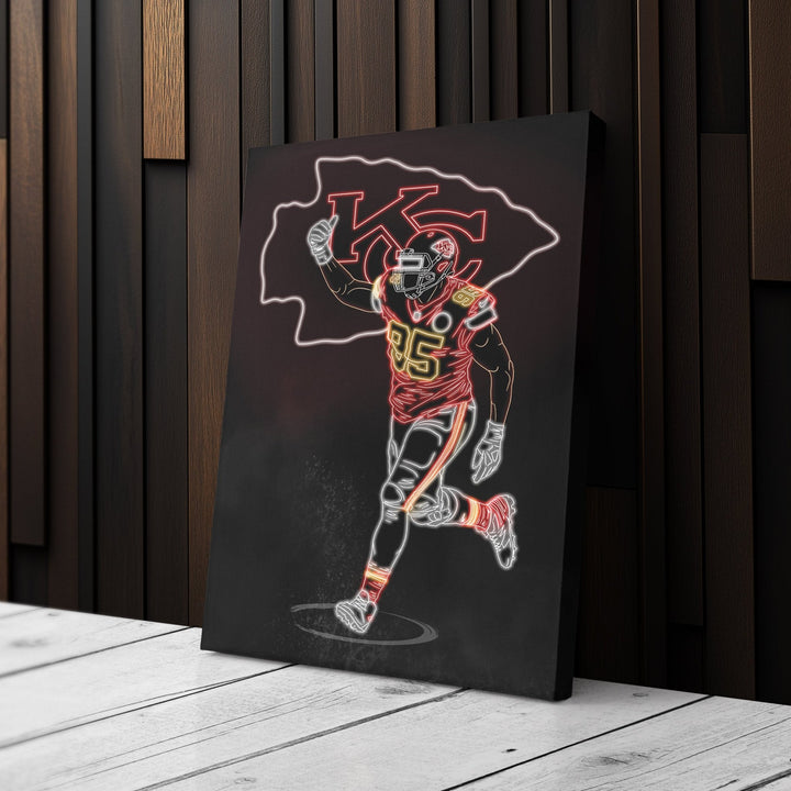 Chris Jones Neon Canvas Art | Chiefs Wall Decor - CanvasNeon