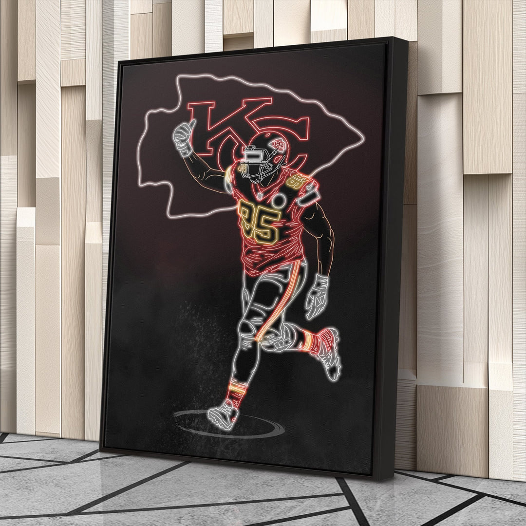 Chris Jones Neon Canvas Art | Chiefs Wall Decor - CanvasNeon