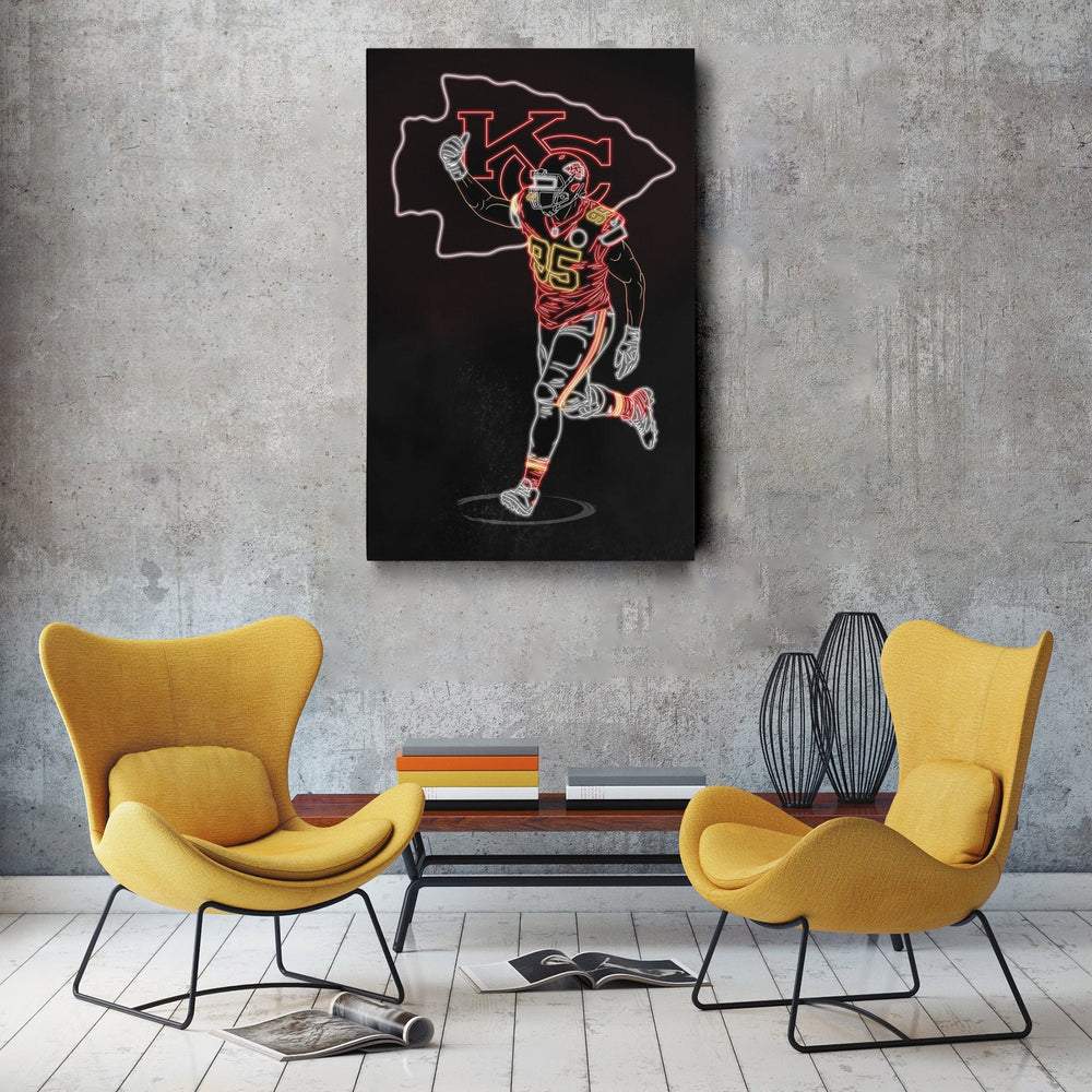 Chris Jones Neon Canvas Art | Chiefs Wall Decor - CanvasNeon