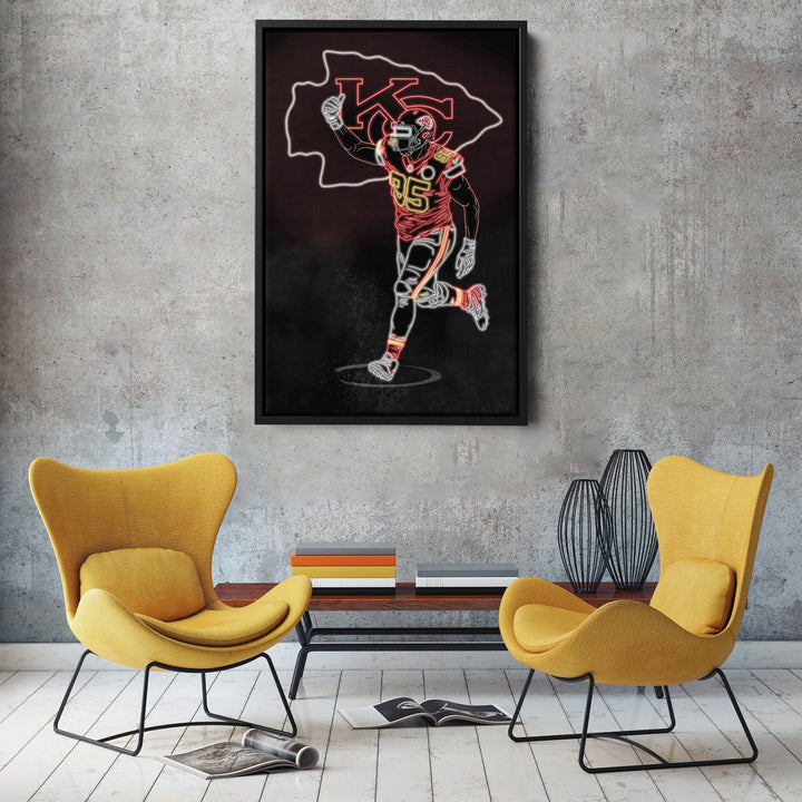 Chris Jones Neon Canvas Art | Chiefs Wall Decor - CanvasNeon