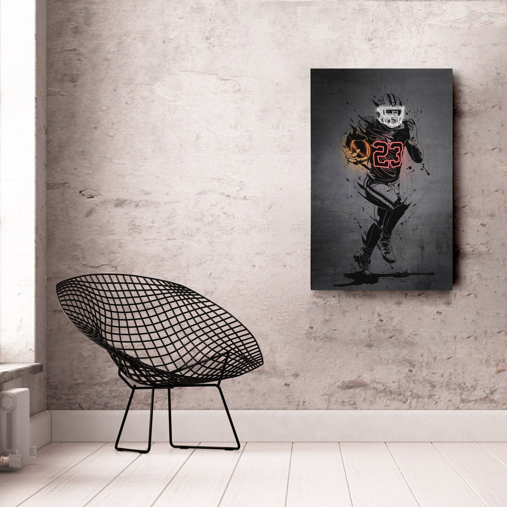 Christian McCaffrey Neon Canvas Art | Modern Wall Decor for 49ers Fans - CanvasNeon