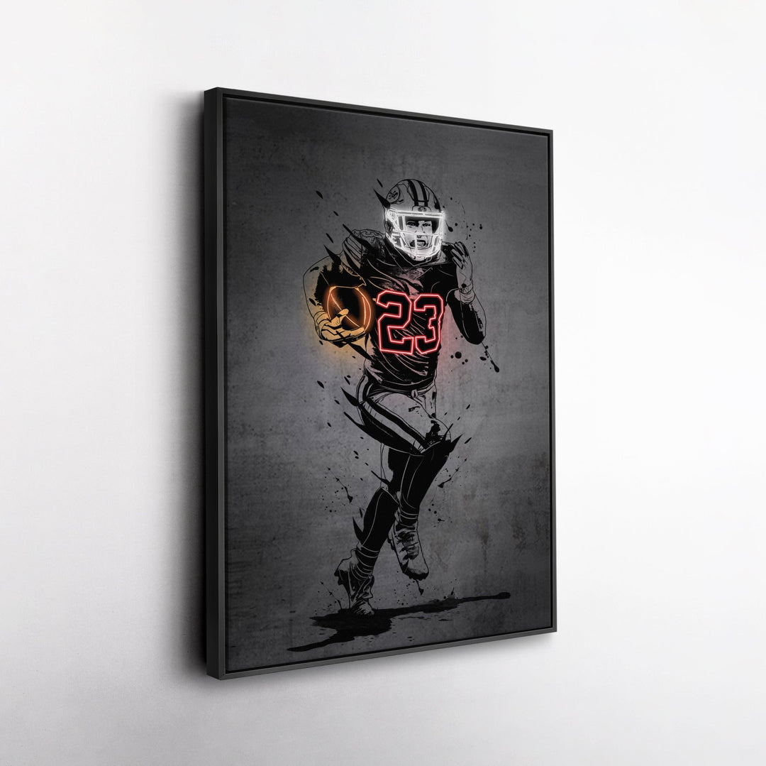 Christian McCaffrey Neon Canvas Art | Modern Wall Decor for 49ers Fans - CanvasNeon