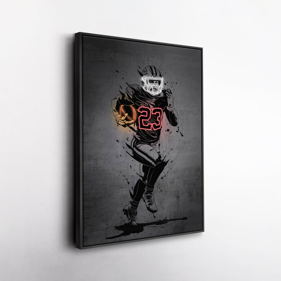 Christian McCaffrey Neon Canvas Art | Modern Wall Decor for 49ers Fans - CanvasNeon