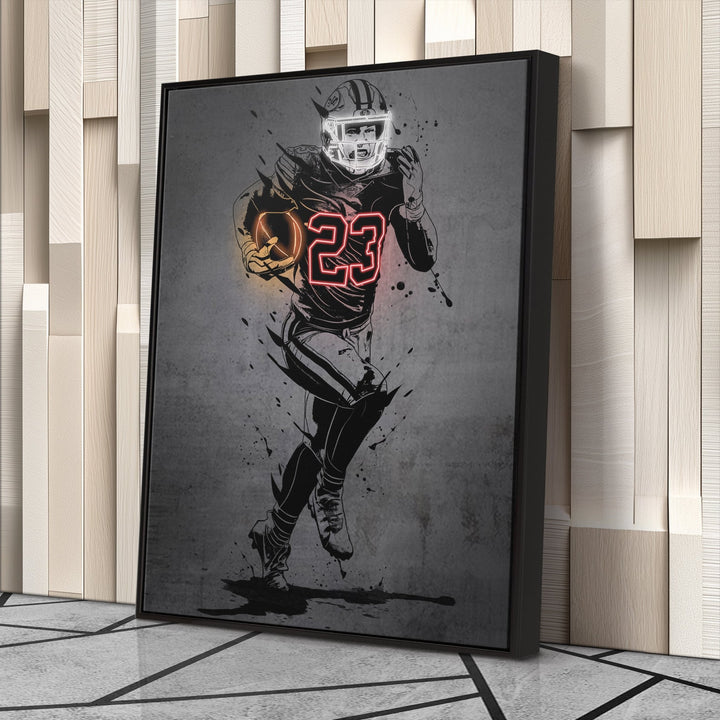 Christian McCaffrey Neon Canvas Art | Modern Wall Decor for 49ers Fans - CanvasNeon
