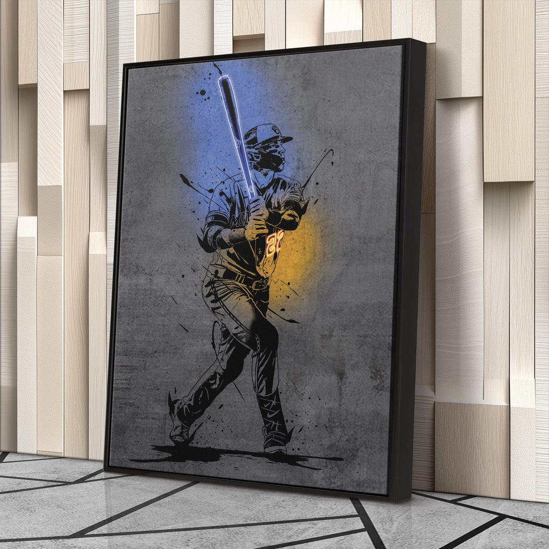 Christian Yelich Neon Canvas Art | Modern Wall Decor for Brewers Fans - CanvasNeon