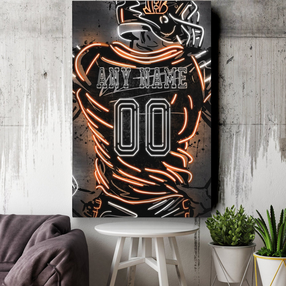Cincinnati Bengals Custom Jersey Canvas | Neon Wall Art - CanvasNeon