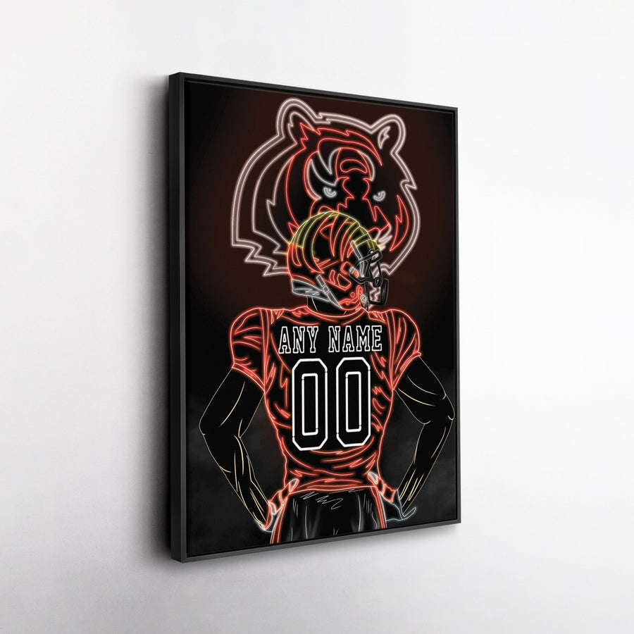 Cincinnati Bengals Personalized Jersey Canvas | Neon Wall Art - CanvasNeon