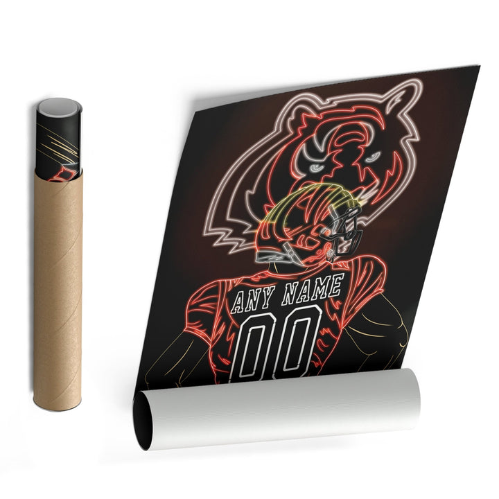Cincinnati Bengals Personalized Jersey Canvas | Neon Wall Art - CanvasNeon