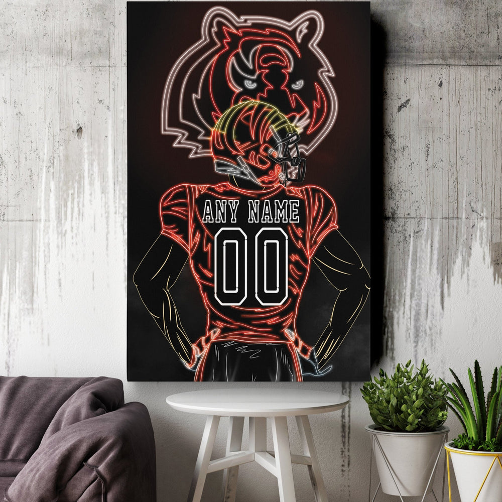 Cincinnati Bengals Personalized Jersey Canvas | Neon Wall Art - CanvasNeon