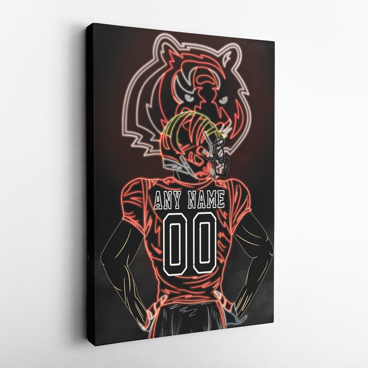 Cincinnati Bengals Personalized Jersey Canvas | Neon Wall Art - CanvasNeon