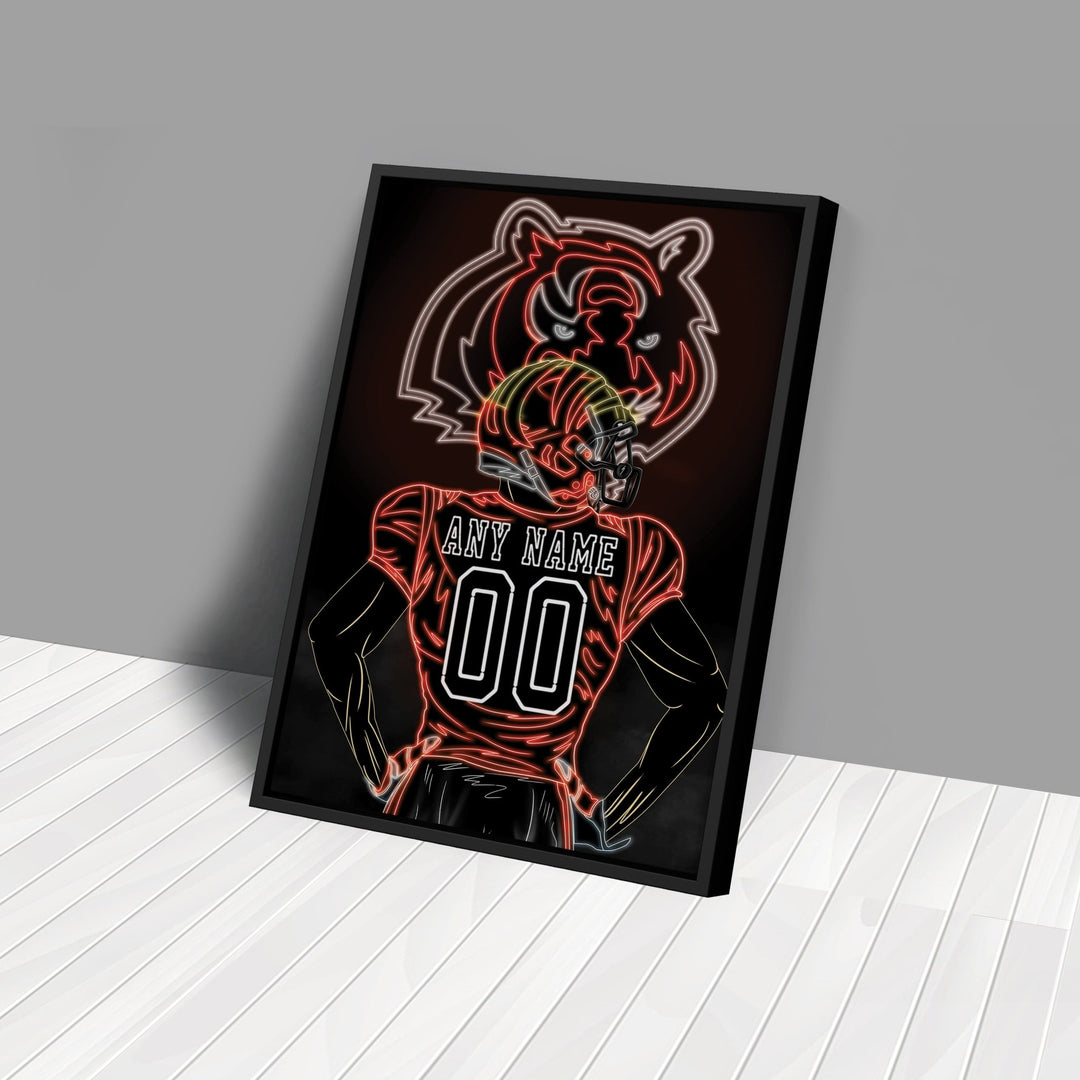 Cincinnati Bengals Personalized Jersey Canvas | Neon Wall Art - CanvasNeon