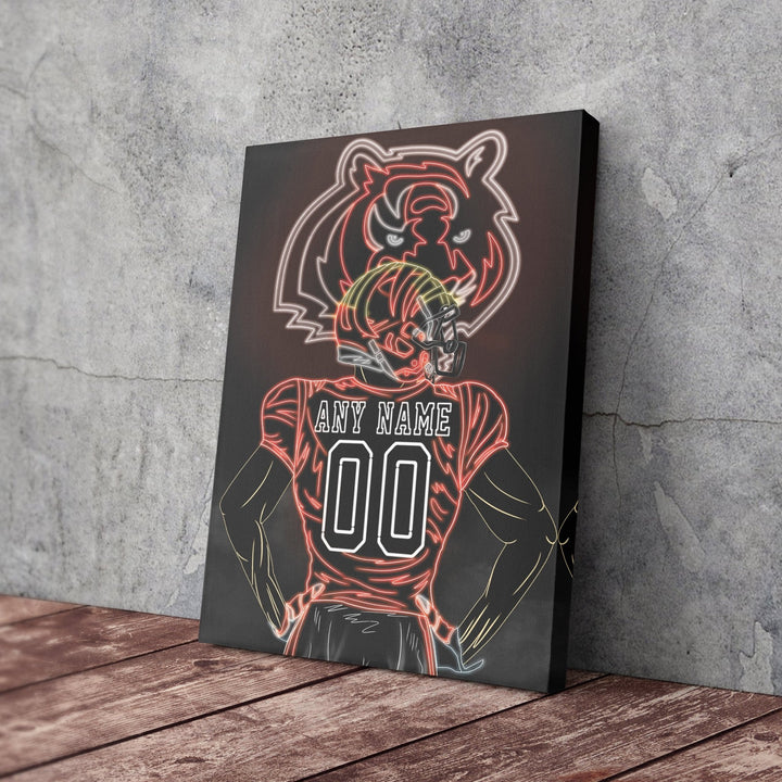 Cincinnati Bengals Personalized Jersey Canvas | Neon Wall Art - CanvasNeon