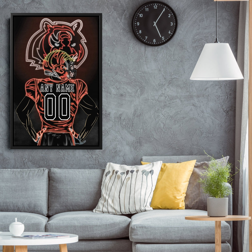 Cincinnati Bengals Personalized Jersey Canvas | Neon Wall Art - CanvasNeon