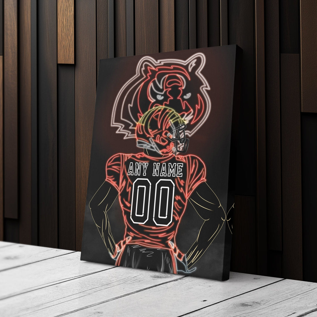 Cincinnati Bengals Personalized Jersey Canvas | Neon Wall Art - CanvasNeon