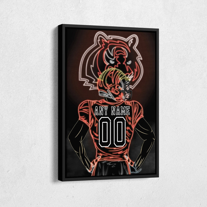 Cincinnati Bengals Personalized Jersey Canvas | Neon Wall Art - CanvasNeon