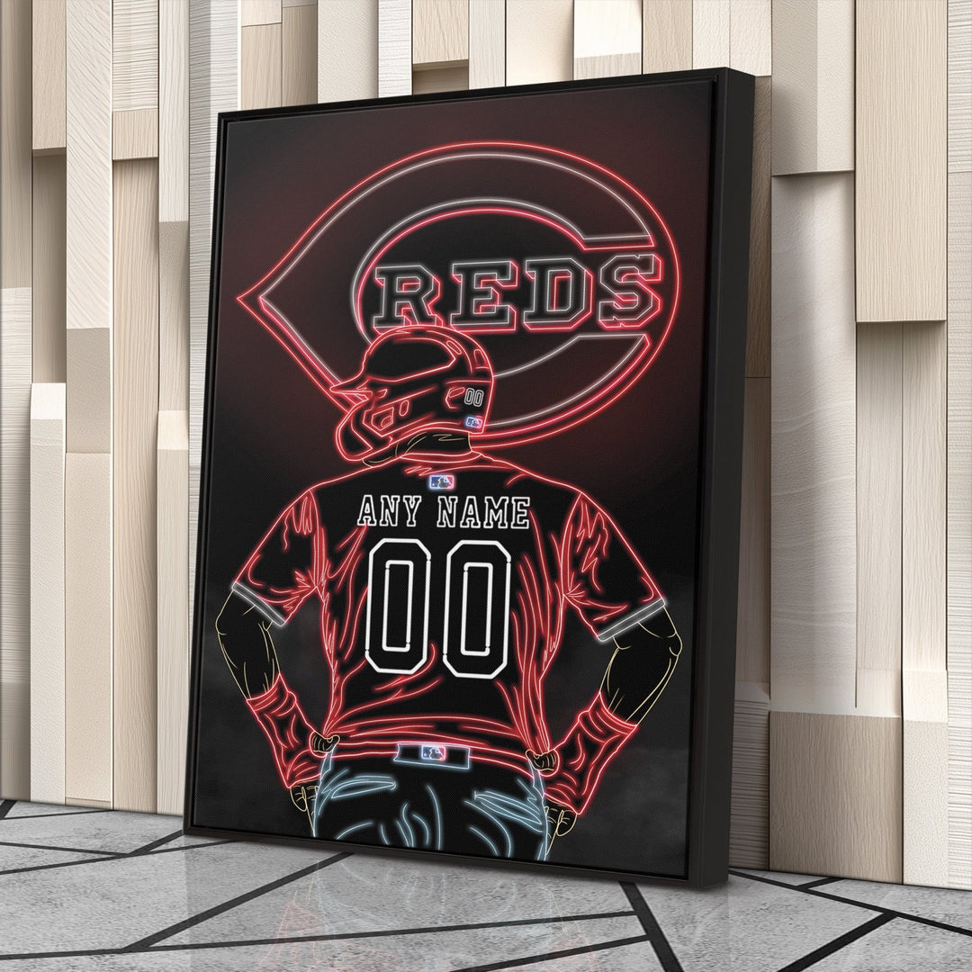 Cincinnati Reds Personalized Jersey Canvas | Neon Wall Art - CanvasNeon