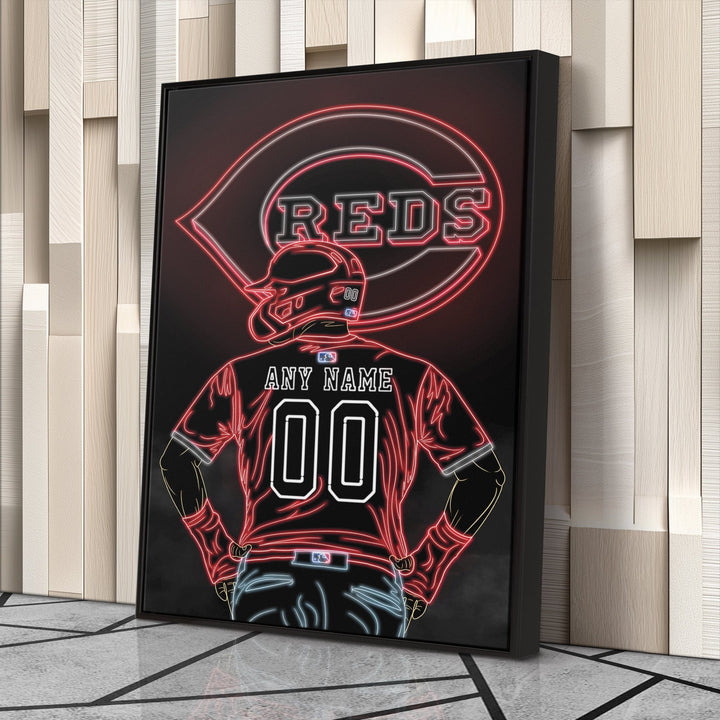 Cincinnati Reds Personalized Jersey Canvas | Neon Wall Art - CanvasNeon