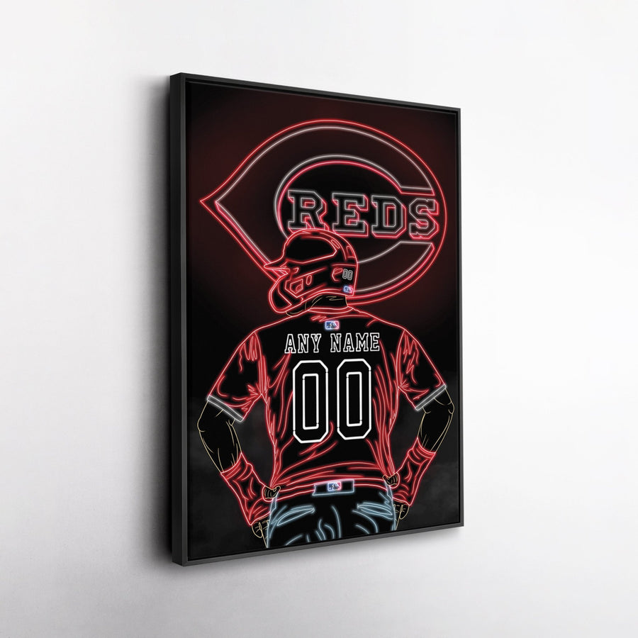 Cincinnati Reds Personalized Jersey Canvas | Neon Wall Art - CanvasNeon