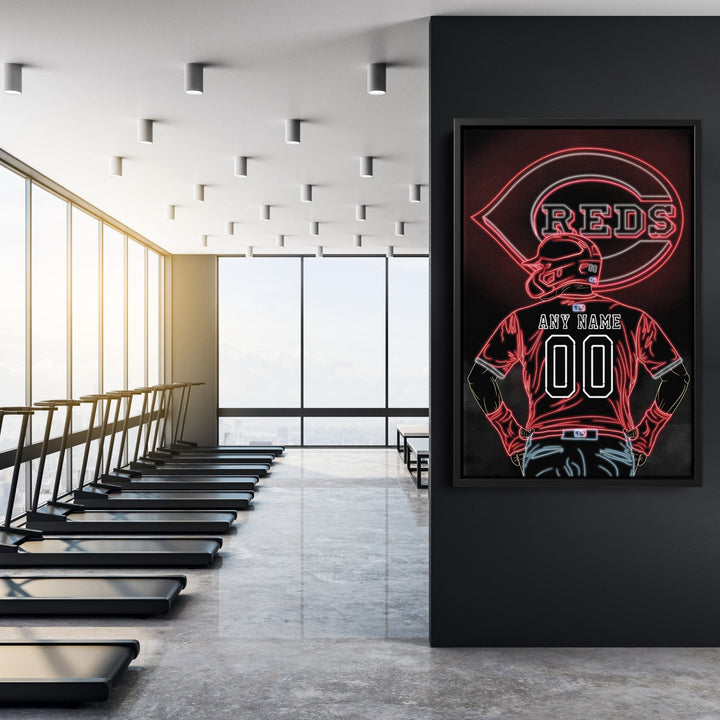 Cincinnati Reds Personalized Jersey Canvas | Neon Wall Art - CanvasNeon