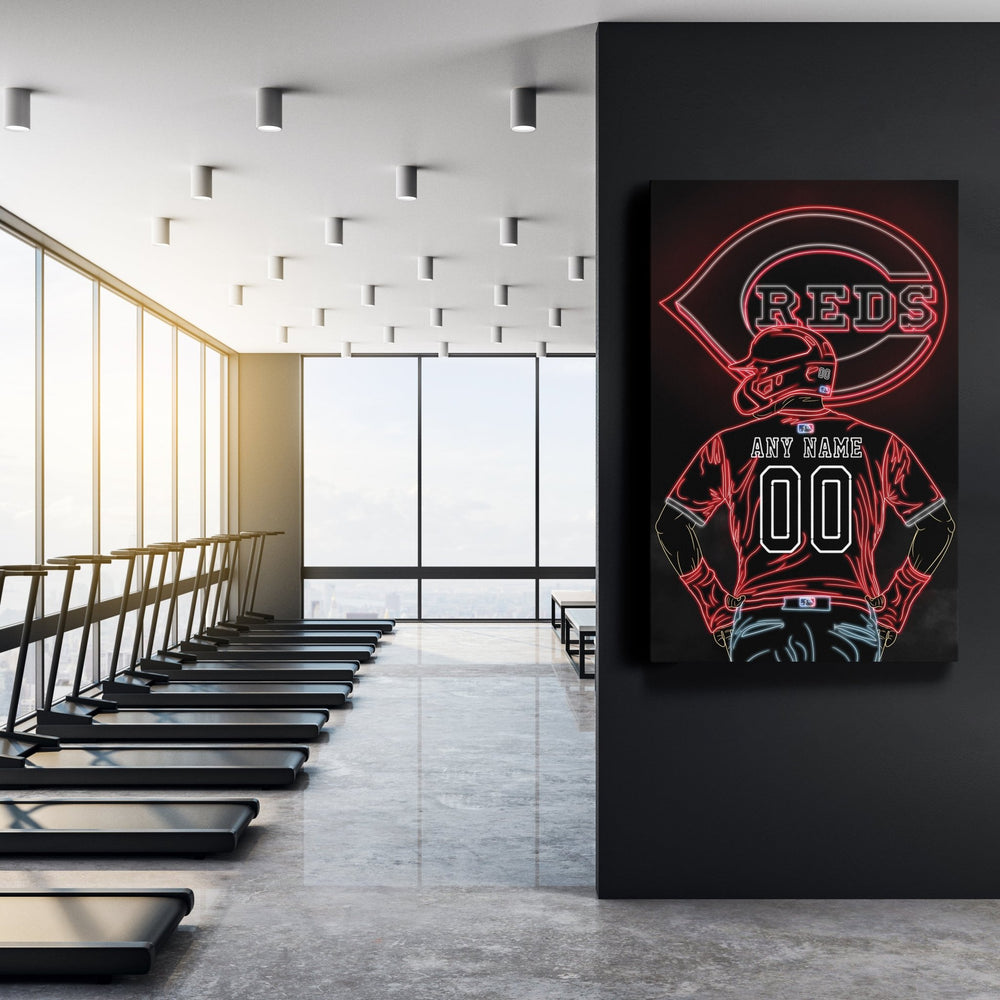 Cincinnati Reds Personalized Jersey Canvas | Neon Wall Art - CanvasNeon