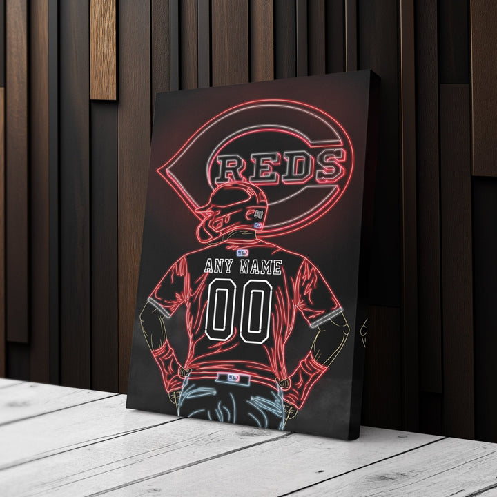Cincinnati Reds Personalized Jersey Canvas | Neon Wall Art - CanvasNeon