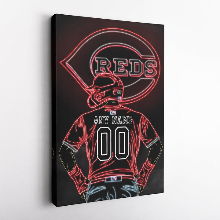 Cincinnati Reds Personalized Jersey Canvas | Neon Wall Art - CanvasNeon