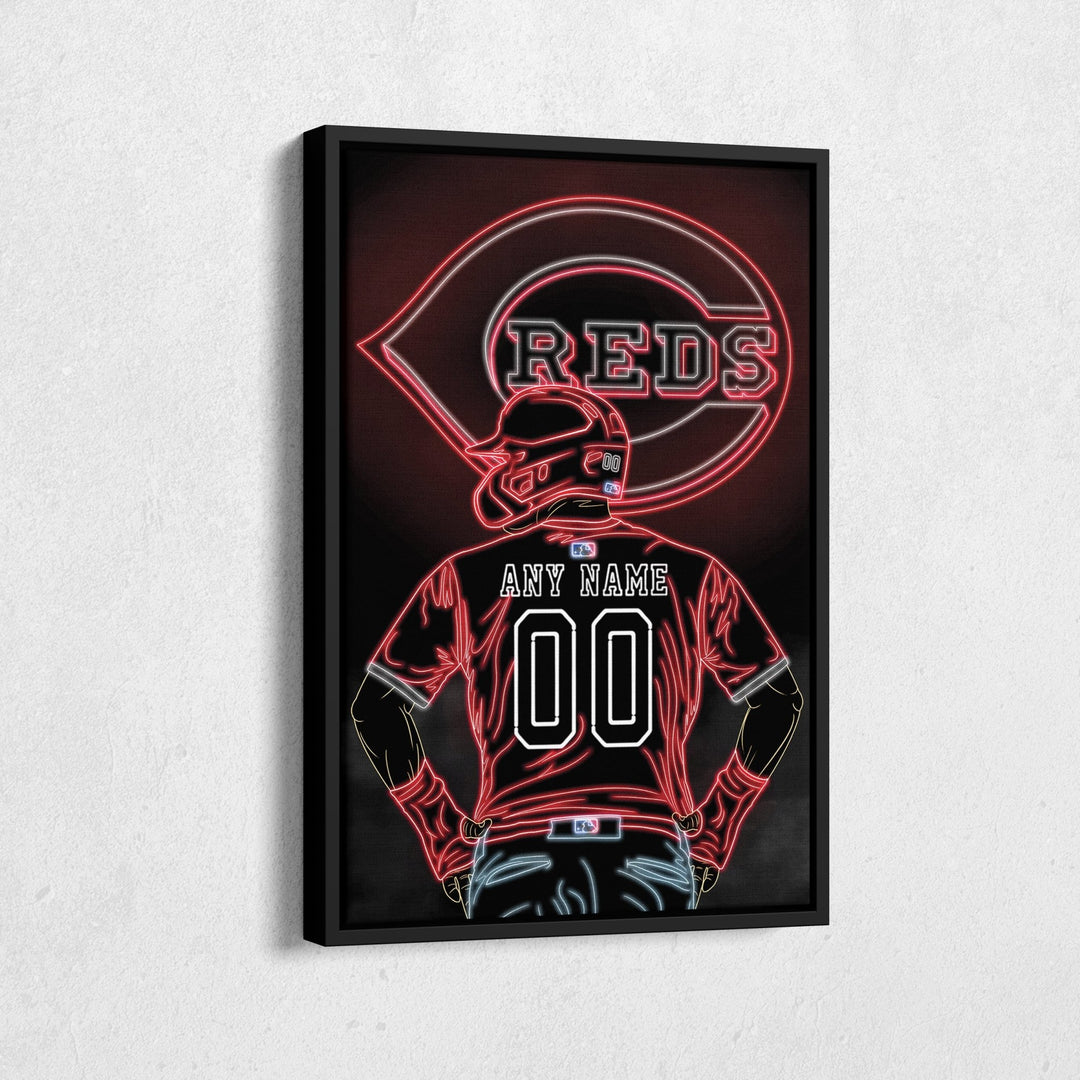 Cincinnati Reds Personalized Jersey Canvas | Neon Wall Art - CanvasNeon