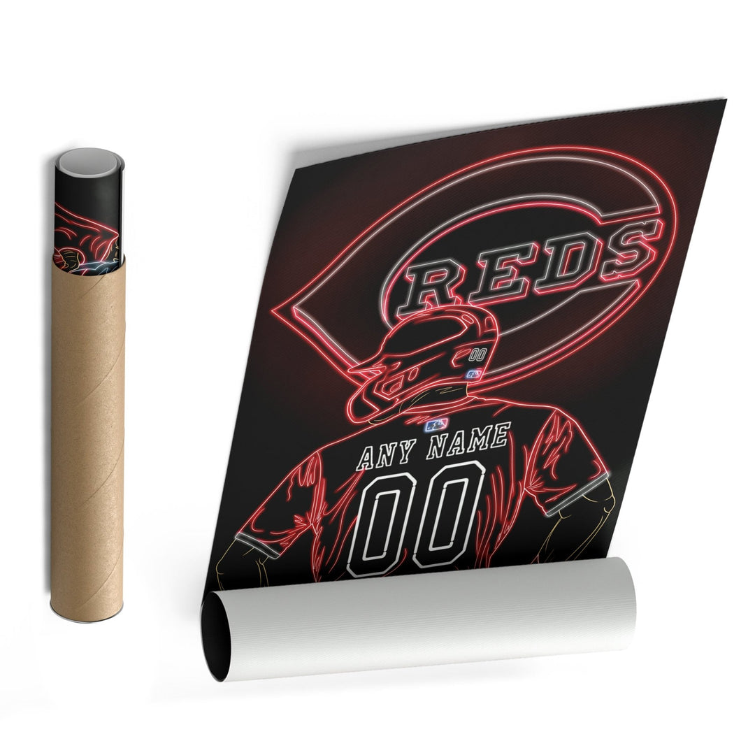 Cincinnati Reds Personalized Jersey Canvas | Neon Wall Art - CanvasNeon