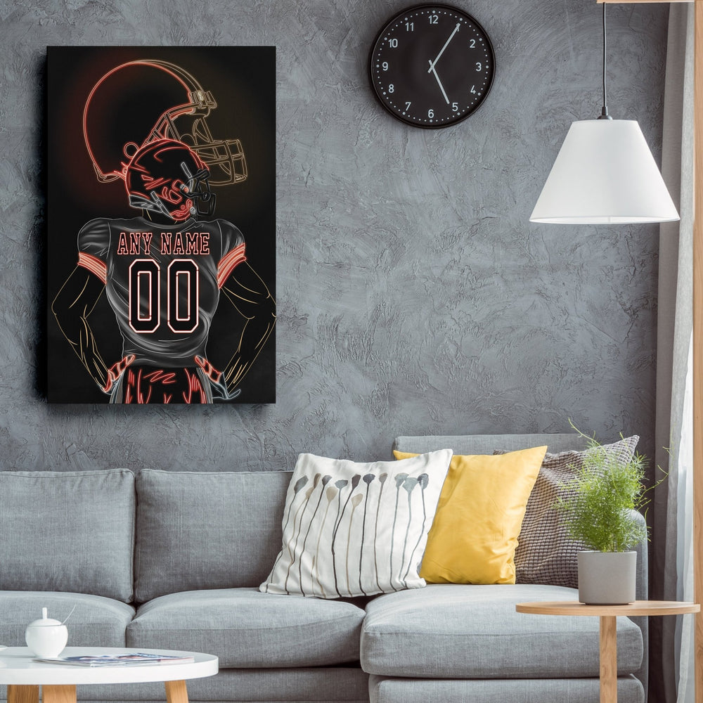 Cleveland Browns Personalized Jersey Canvas | Neon Wall Art - CanvasNeon