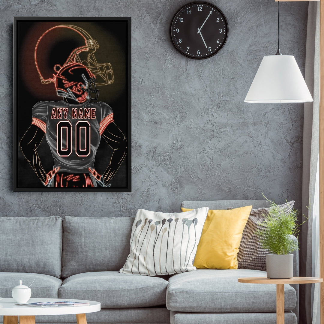 Cleveland Browns Personalized Jersey Canvas | Neon Wall Art - CanvasNeon