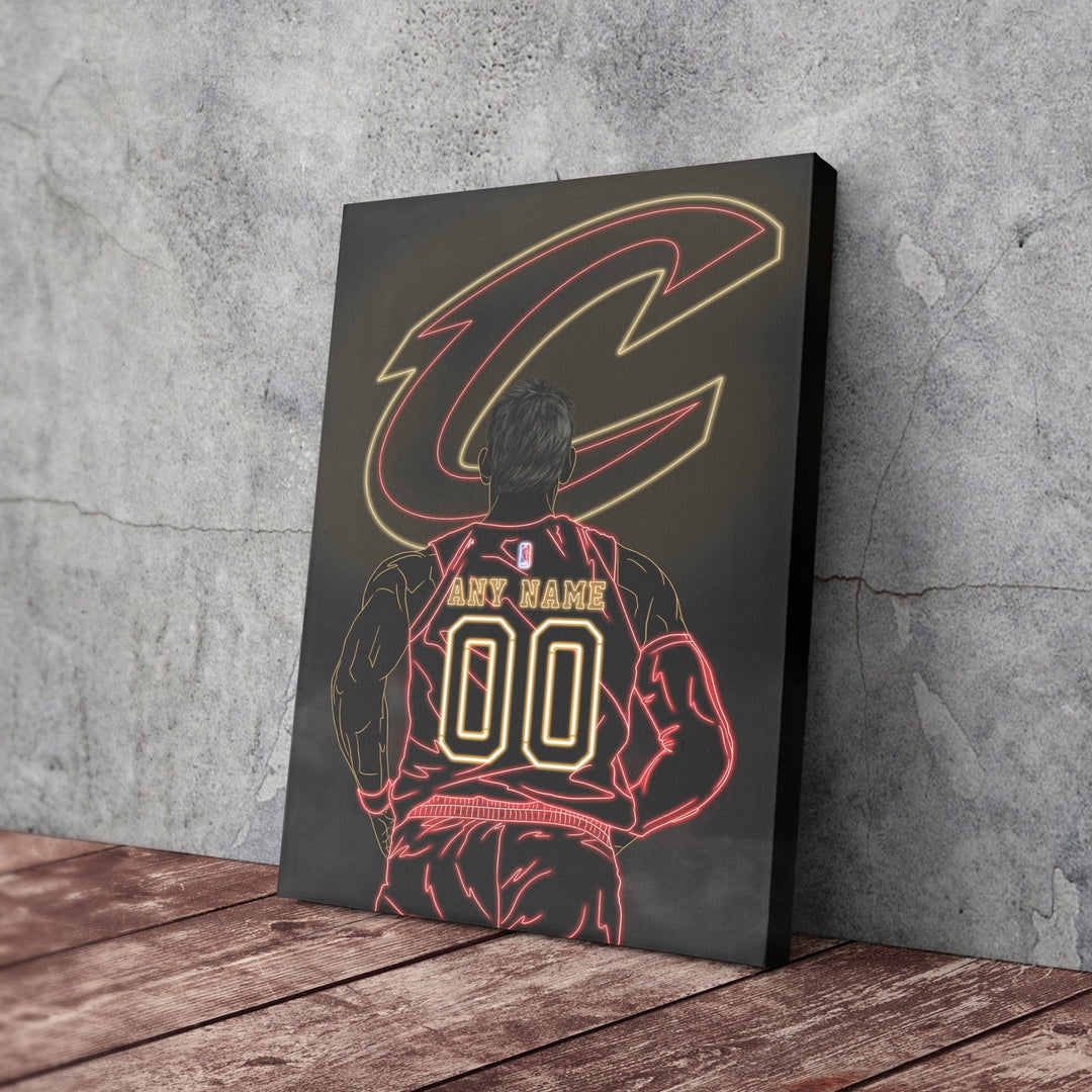 Cleveland Cavaliers Personalized Jersey Canvas | Neon Wall Art - CanvasNeon